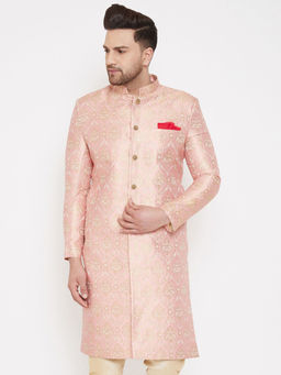 Vastramay - Men's Pink Silk Blend Sherwani