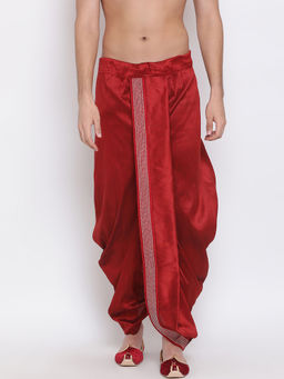 Vastramay - Men's Maroon Silk Blend Dhoti