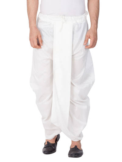 Men's White Silk Blend Dhoti
