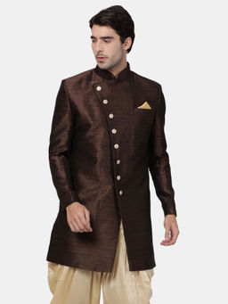 Vastramay - Men's Brown Silk Blend Sherwani