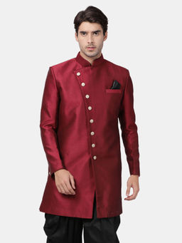 Vastramay - Men's Maroon Silk Blend Sherwani