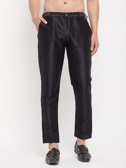 Vastramay - Men's Black Silk Blend Pant Style Churidar
