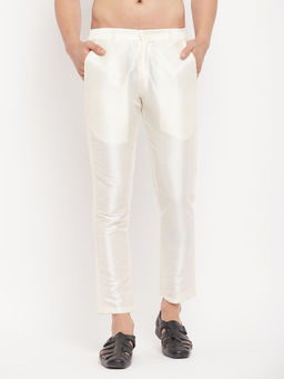 Vastramay - Men's Cream Silk Blend Pant Style Churidar