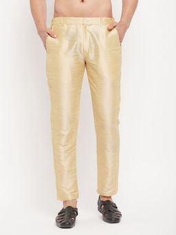 Vastramay - Men's Gold Silk Blend Pant Style Churidar