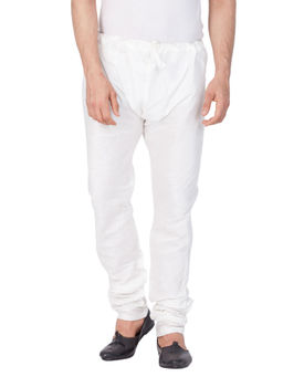 Vastramay - Men's White Silk Blend Churidar