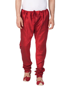 Vastramay - Men's Maroon Silk Blend Churidar