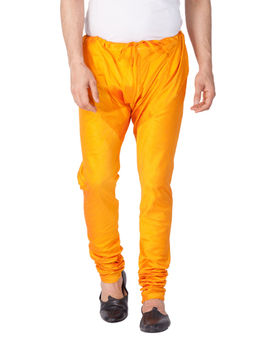 Vastramay - Men's Orange Silk Blend Churidar