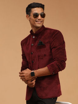 Vastramay - Men's Maroon Velvet Jodhpuri