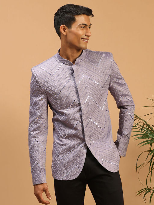 Vastramay Men's Purple Viscose Jodhpuri