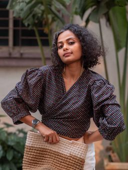 Suta - Women Polka Dots Printed Stitched Blouse