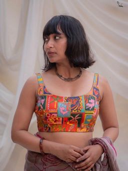 Suta - Women Printed Reversible Padded Stitched Blouse