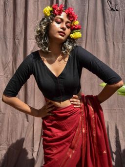 Suta - Women Solid Thread Work Stitched Blouse