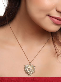 VIRAASI - Gold-Toned Heart Shape Pendant Chain - Gift for women