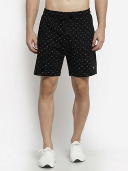 Club York - Men Black Printed Cotton Shorts