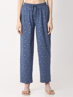 Smarty Pants - Womens Soft Cotton Navy Blue Teddy Print Pyjama