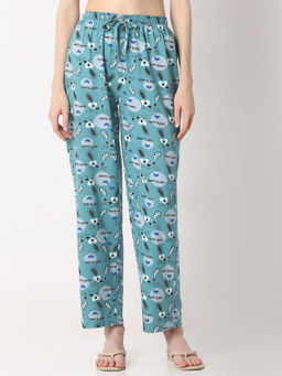 Smarty Pants - Womens Soft Cotton Blue Bunny Print Pyjama