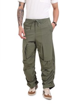 The Indian Garage Co - Men Baggy Fit Solid Mid-Rise Olive Trouser