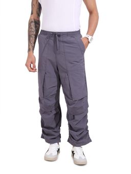The Indian Garage Co - Men Baggy Fit Solid Mid-Rise Grey Trouser