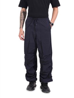 The Indian Garage Co - Men Baggy Fit Solid Mid-Rise Navy Blue Trouser