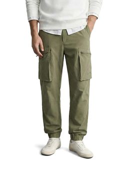 The Indian Garage Co - Men Relaxed Fit Solid Mid-Rise Olive Cargo
