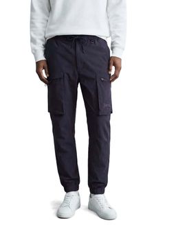 The Indian Garage Co - Men Relaxed Fit Solid Mid-Rise Navy Blue Cargo