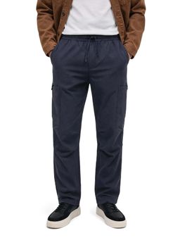 The Indian Garage Co - Men Relaxed Fit Solid Mid-Rise Navy Blue Cargo