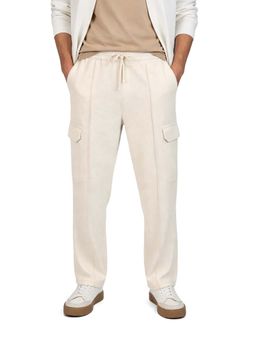 The Indian Garage Co - Men Loose Fit Textured Mid-Rise White Cargo