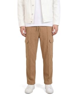 The Indian Garage Co - Men Loose Fit Textured Mid-Rise Khaki Cargo