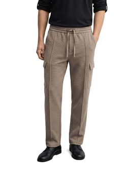 The Indian Garage Co - Men Loose Fit Textured Mid-Rise Khaki Cargo
