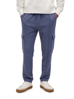 The Indian Garage Co - Men Loose Fit Textured Mid-Rise Blue Cargo