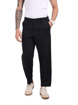The Indian Garage Co - Men Relaxed Fit Solid Mid-Rise Black Trouser