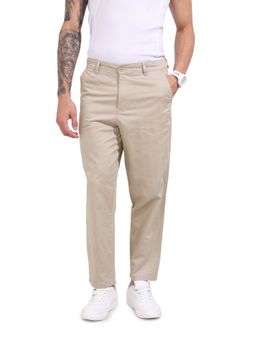 The Indian Garage Co - Men Relaxed Fit Solid Mid-Rise Khaki Trouser