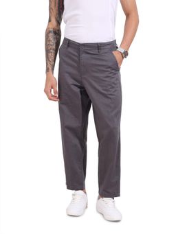 The Indian Garage Co - Men Relaxed Fit Solid Mid-Rise Dark Grey Trouser