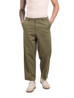 The Indian Garage Co - Men Relaxed Fit Solid Mid-Rise Olive Trouser
