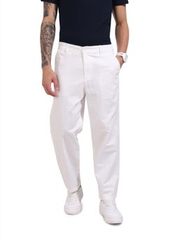 The Indian Garage Co - Men Relaxed Fit Solid Mid-Rise White Trouser