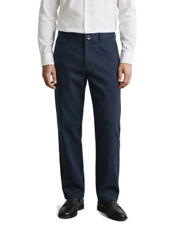 The Indian Garage Co - Men Regular Fit Solid Mid-Rise Blue Chinos