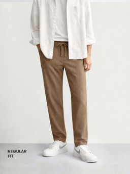 The Indian Garage Co - Men Regular Fit Solid Mid-Rise Brown Trouser