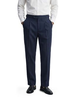 The Indian Garage Co - Men Relaxed Fit Solid Mid-Rise Gurkha Navy Blue Trouser