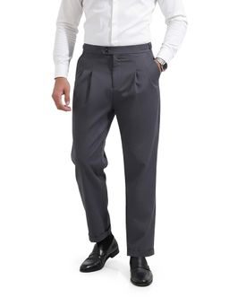 The Indian Garage Co - Men Relaxed Fit Solid Mid-Rise Gurkha Grey Trouser