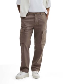The Indian Garage Co - Men Relaxed Fit Solid Mid-Rise Brown Cargo