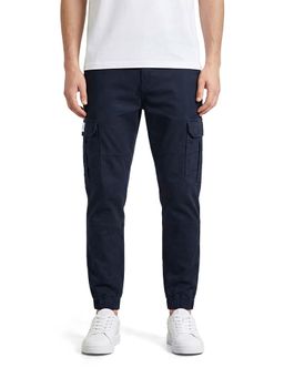 The Indian Garage Co - Men Regular Fit Solid Mid-Rise Blue Cargo