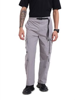 The Indian Garage Co - Men Relaxed Fit Textured Mid-Rise Grey Cargo