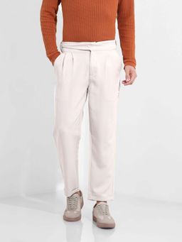The Indian Garage Co - Men Regular Fit Solid Mid-Rise Gurkha White Trouser