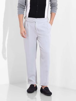 The Indian Garage Co - Men Regular Fit Solid Mid-Rise Gurkha Off White Trouser