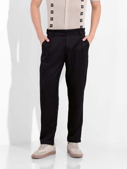 The Indian Garage Co - Men Regular Fit Solid Mid-Rise Gurkha Black Trouser