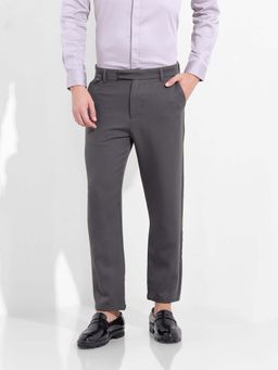 The Indian Garage Co - Men Slim Fit Solid Mid-Rise Grey Trouser