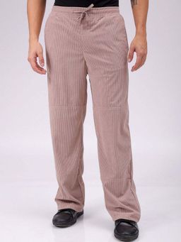 The Indian Garage Co - Men Relaxed Fit Textured Mid-Rise Purple Trouser