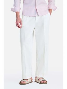 Snitch - White Textured Relaxed Trouser