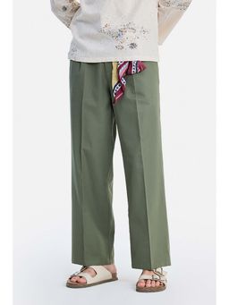 Snitch - Light Green Textured Relaxed Trouser