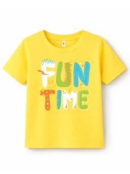 KAVEE - Pure Cotton Biowashed Half Sleeves Fun Time Typography T-shirt